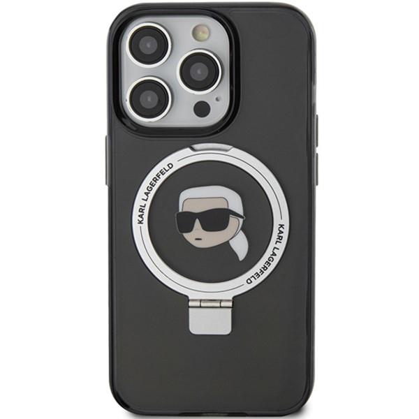 Karl Lagerfeld Klhmp15Lhmrskhk Iphone 15 Pro 6.1 Czarny/Black Hardcase Ring Stand Karl Head Magsafe