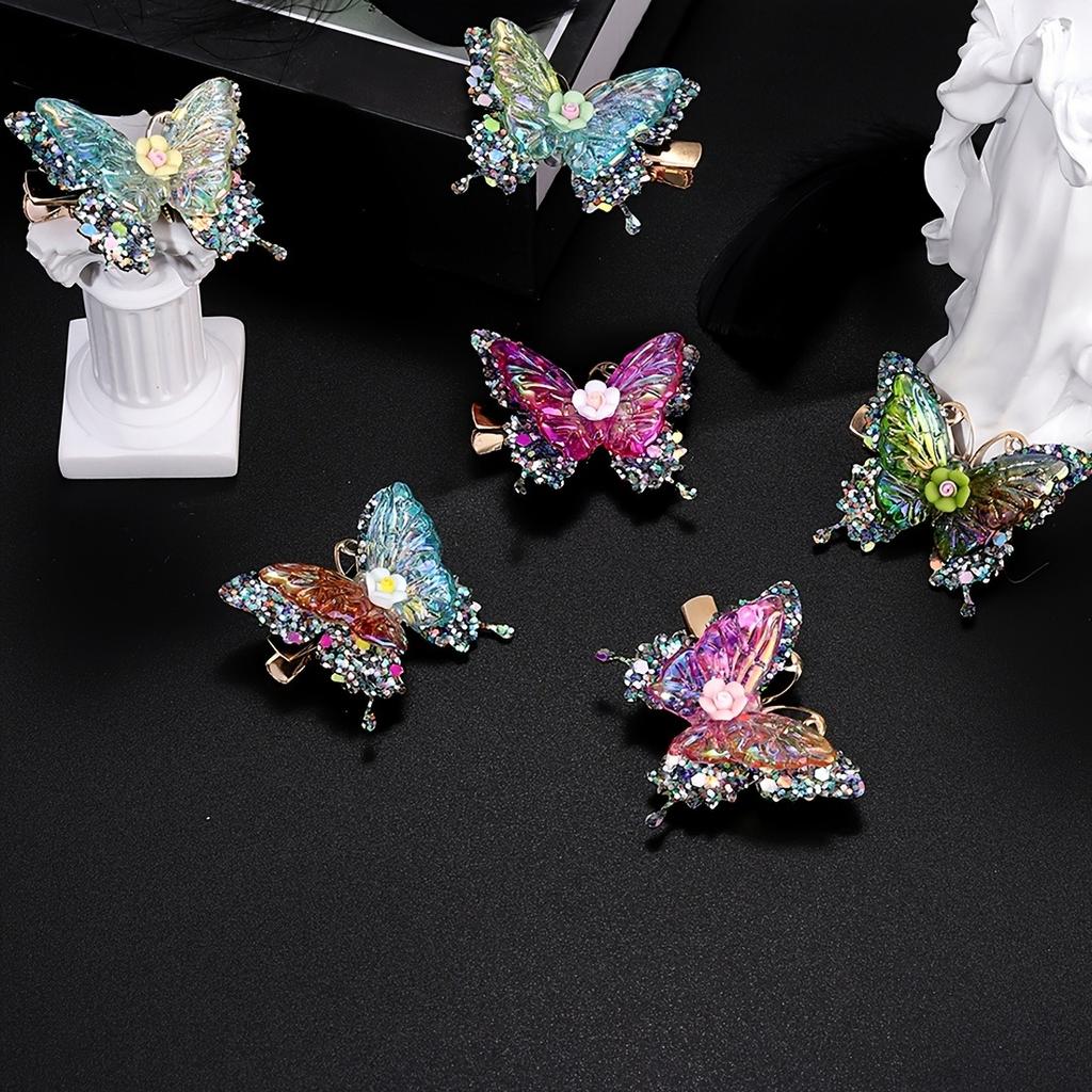 6pcs Gorgeous Butterfly Hair Clip Multi-color Three-dimensional Design European American Style Craftsmanship Party Daily Styling