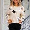 Ladies Fashion Sweater RoundNeck Stars Long Sleeve Knit Pullover Sweater