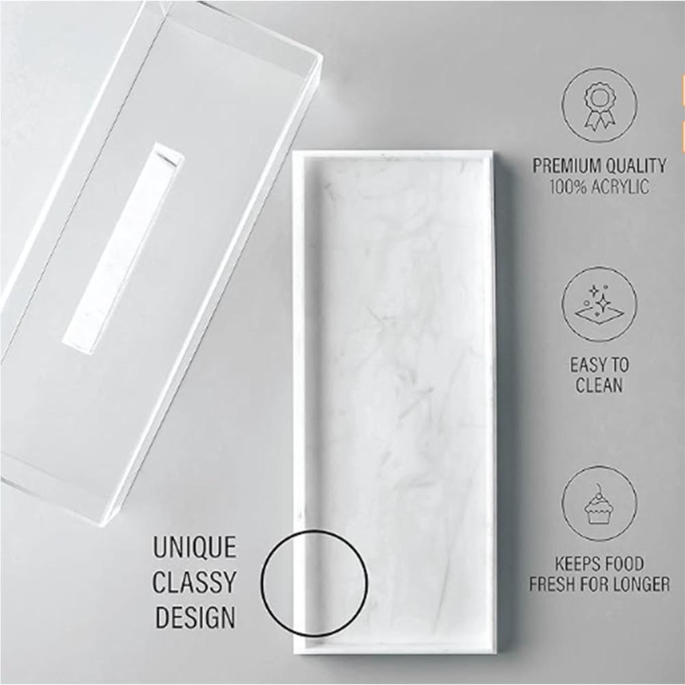 Acrylic Material Pastry Display Case Top Handle Cake Platter Cookie Display Tray Pastry Serving