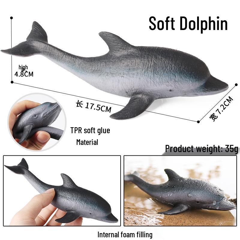 Kids' Marine Animal Model Stress Relief Toy Set: Pufferfish, Octopus, Crab, Shark, Dunkleosteus