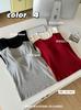 Women's Sleeveless Tank Top Round Neck Buttons Decor Slim Fit Casual Basic Top