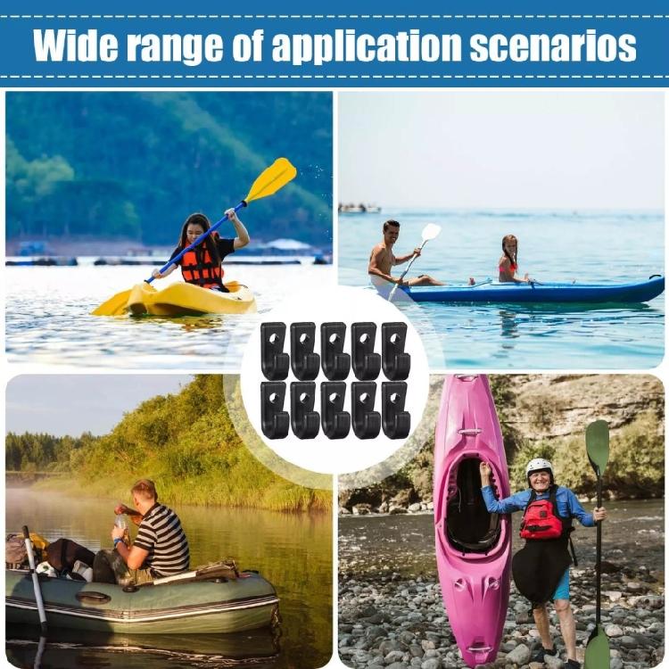 50Pcs Kayak Bungee  Hook Tie Down Hook Kayak Attachments J  Hook for Kayaks Canoes Rowing Boats Easy To Install