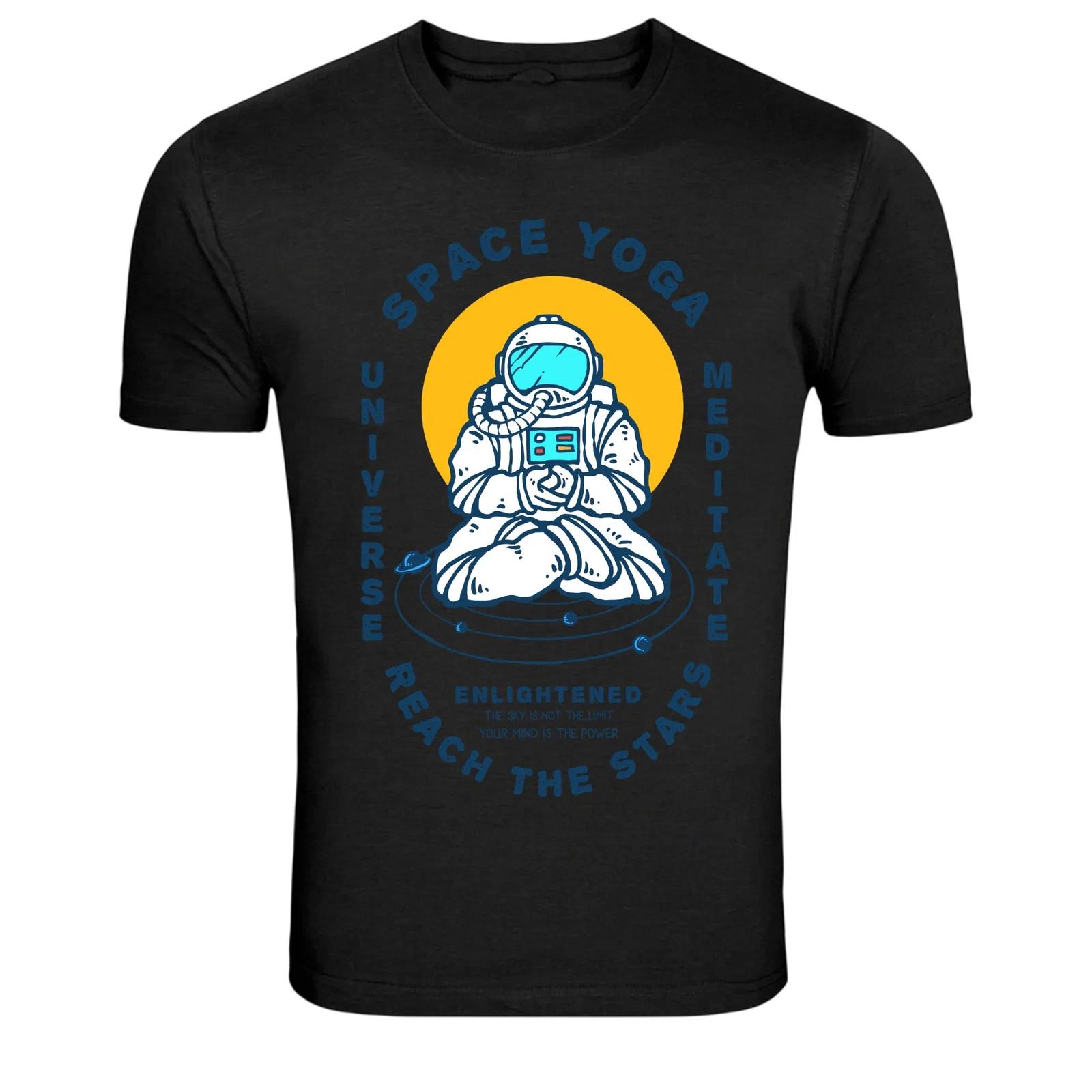 Space Yoga Astronaut Meditation Universe Funny T-Shirt XL