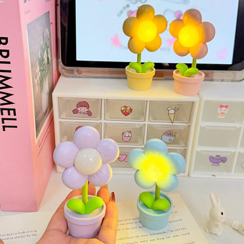 Mini LED Blume Nachtlicht Niedliche Kleine Tischlampe Schreibtischornament Nachttisch Schlafzimmer Ambientelichter Kinderspielzeug Kinder Feiertagsgeschenk