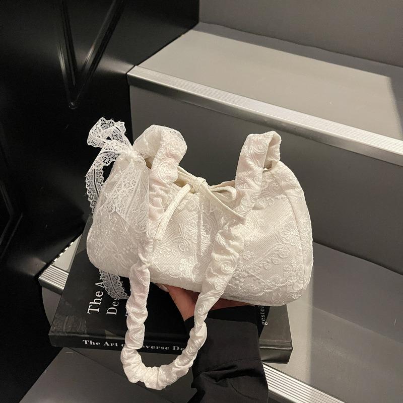 Wind lace bow cloth bag women's large-capacity tote bag through shoulder messenger bag