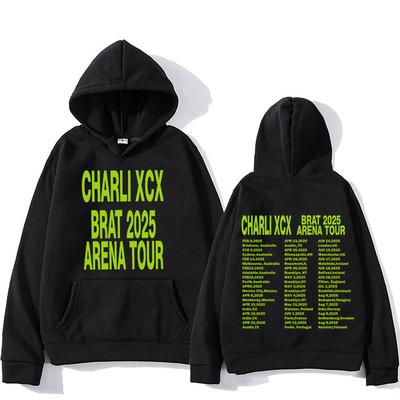 Charli XCX Hoodies Charli Xcx Brat 2025 Arena Tour Kleidung Damen Herren Hip Hop Grafik Streetwear Langarm Kapuzenpullover