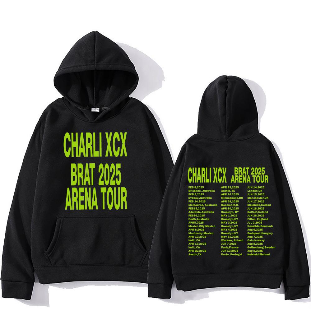 Толстовки Charli XCX Charli Xcx Brat 2025 Arena Tour Одежда Женская Мужская Хип-Хоп Графическая Уличная Одежда С Длинным Рукавом С Капюшоном Пуловер XS чёрный