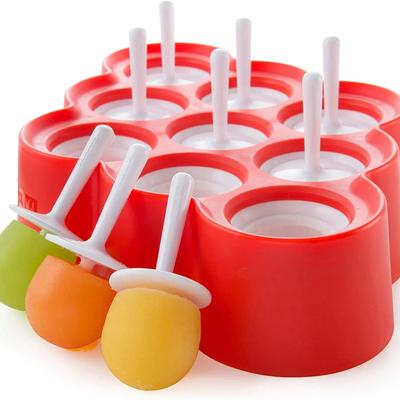 Hot Sales Silicone Ice Lolly Mini Ice Pops Mold Ice Cube Cream Ball Maker Tray Tools DIY Colorful Popsicle Molds With 9 Stickers