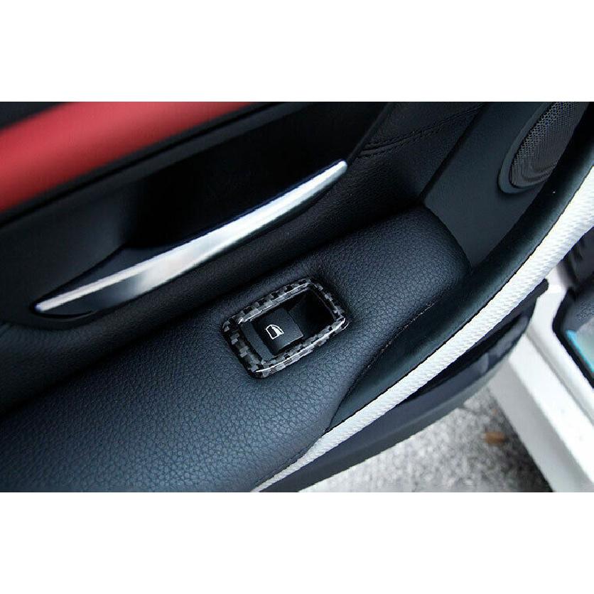 For BMW 3 4 Series GT 2013- Real Carbon Fiber Window Lift Panel Switch Trim
