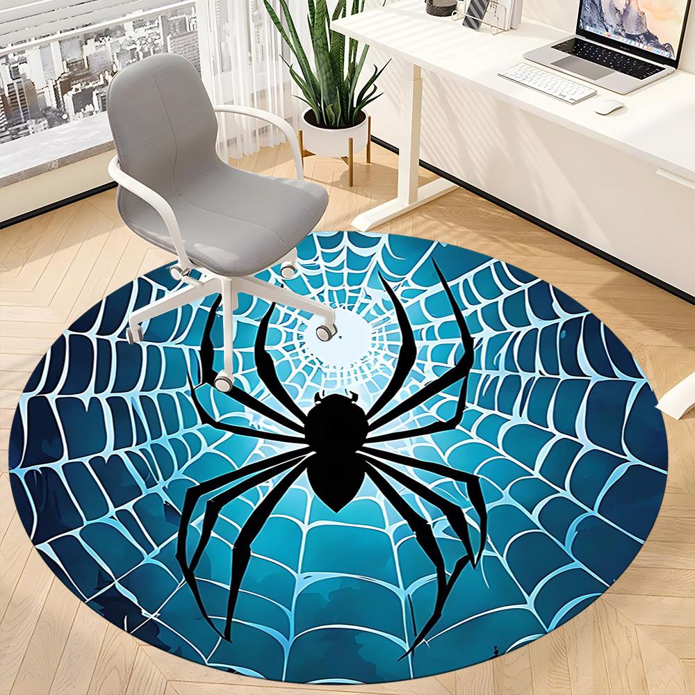 1PCSpider Web Office Round Area Rug,  Mat Suitable For Office, Under Office Chairs Bedroom Living Room Home Decor, Room Deco