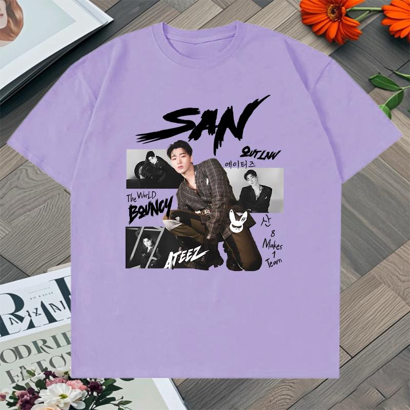 Fashion Summer 2025 Ateez World Tour Graphic Printed Oversized Tshirt Crew Neck 100 Cotton Short Sleeve Tshirts Unisex Tops