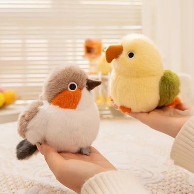 Fluffy Material Bird Plush Toy Colorful Design Stuffed Bird Doll  Interactive Toy