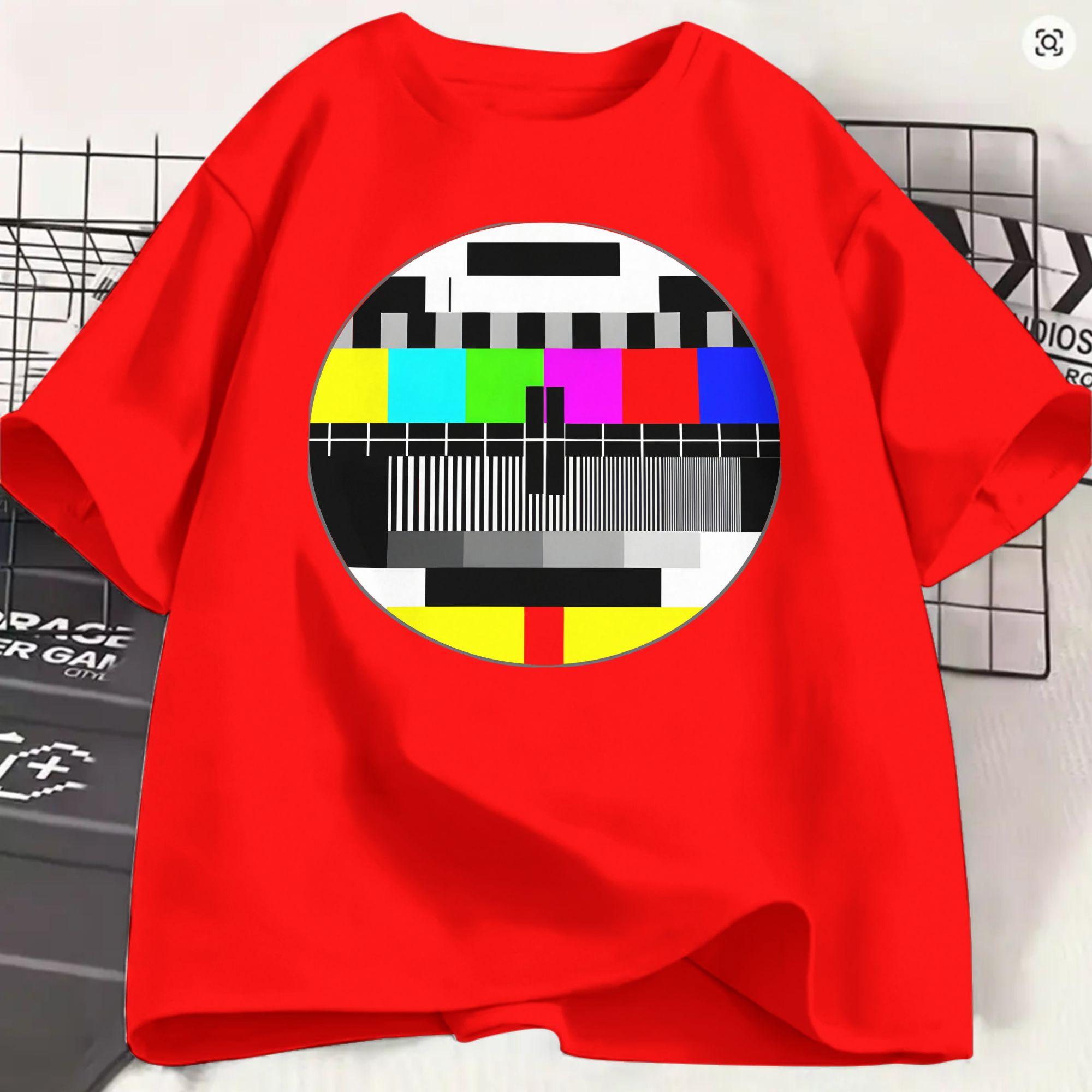 No Signal Tv Test Card Unisexs T Shirt Funny Tees Short Sleeve Crew Neck TShirts Cotton Plus Size Clothing S