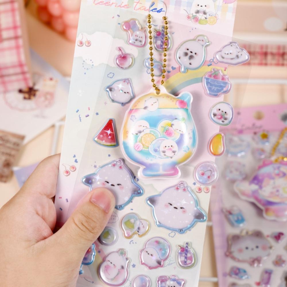2 Pcs Random Fun Pinch Hanging Cartoon 3D Puffy Stickers Scrapbooking Diy Journal Stationery Sticker Cute Deco School Supplies