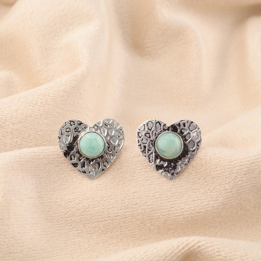 Natural Amazonite Sterling Silver Engagement Push Back Stud New Wedding Earrings EE-143-23