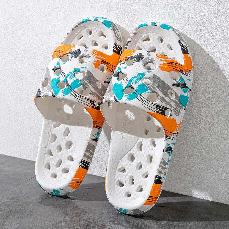 Badezimmer Badeschuhe Damen Indoor Zuhause Zuhause Wasserdurchlässig Rutschfest Hohl Hotel Badezimmer Paar Duschslipper Herren