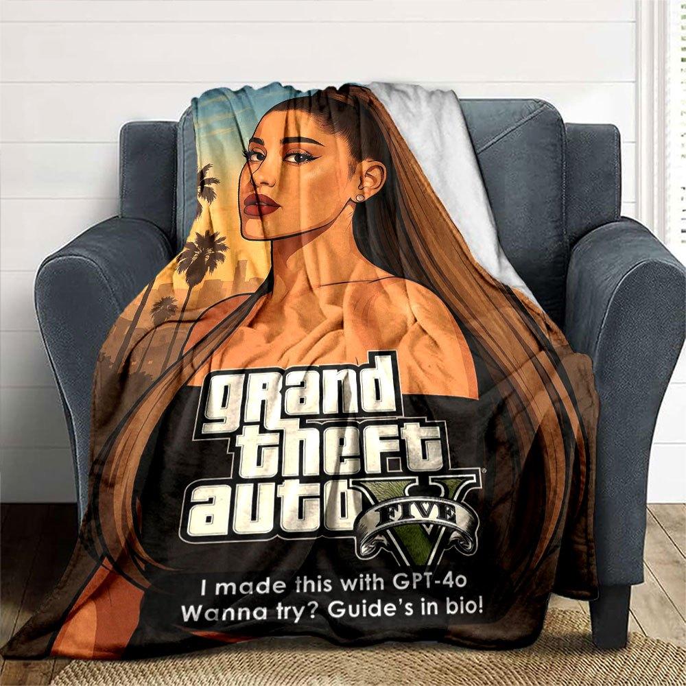 1 Stück Grand Theft Auto Weiche Flanelldecke mit Designer-Print Eine kuschelige Decke für alle Jahreszeiten, perfekt für das Sofa, Bett, Büro