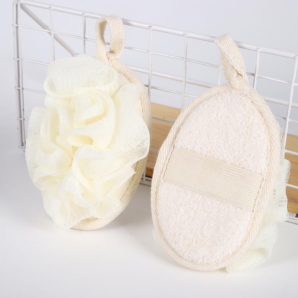 Summer Loofah Bath Scrubber Slices: Cotton & Linen Back Scrubber with Dotted Design