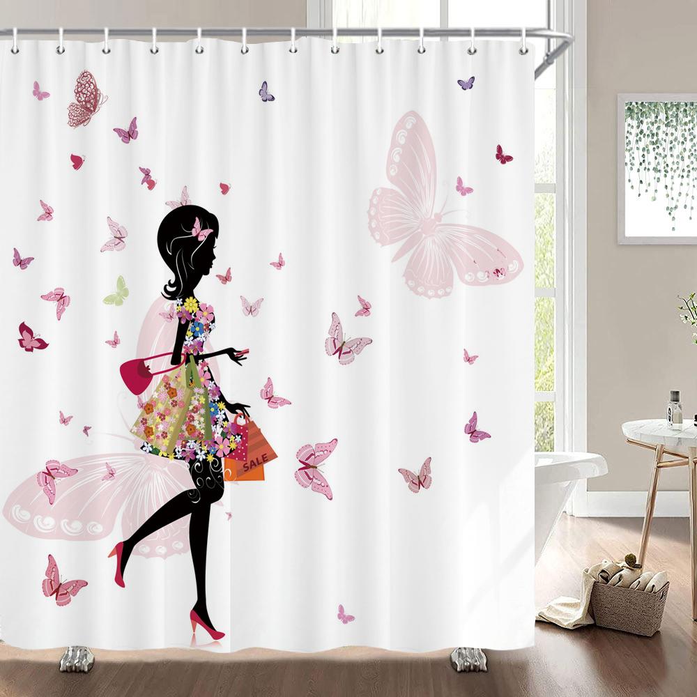 Sexy Woman Bath Curtains Waterproof Bathroom Shower Curtain Girl Shadow 3d print With Hooks Polyester Cloth 180*200 Bath Screen
