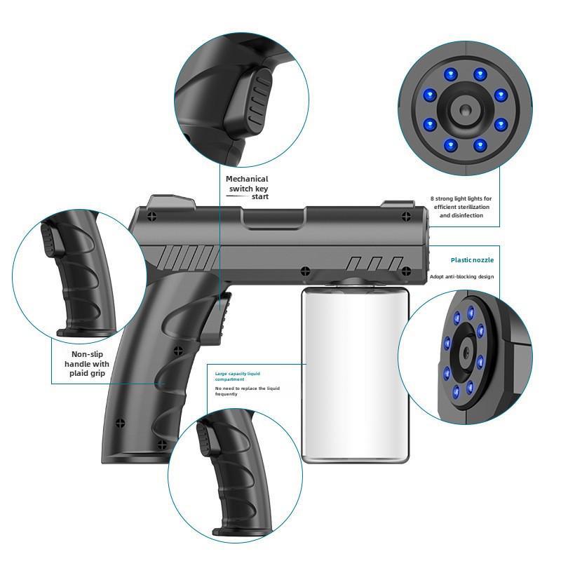 Bærbar oppladbar desinfeksjonssprøytepistol med Blue Light Atomizer