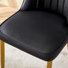 Two Black Faux Leather Dining Chairs, Modern Minimalist Design, Widened Seat, Backrest, Non-Slip Metal Feet, for Dining Room and Kitchen.