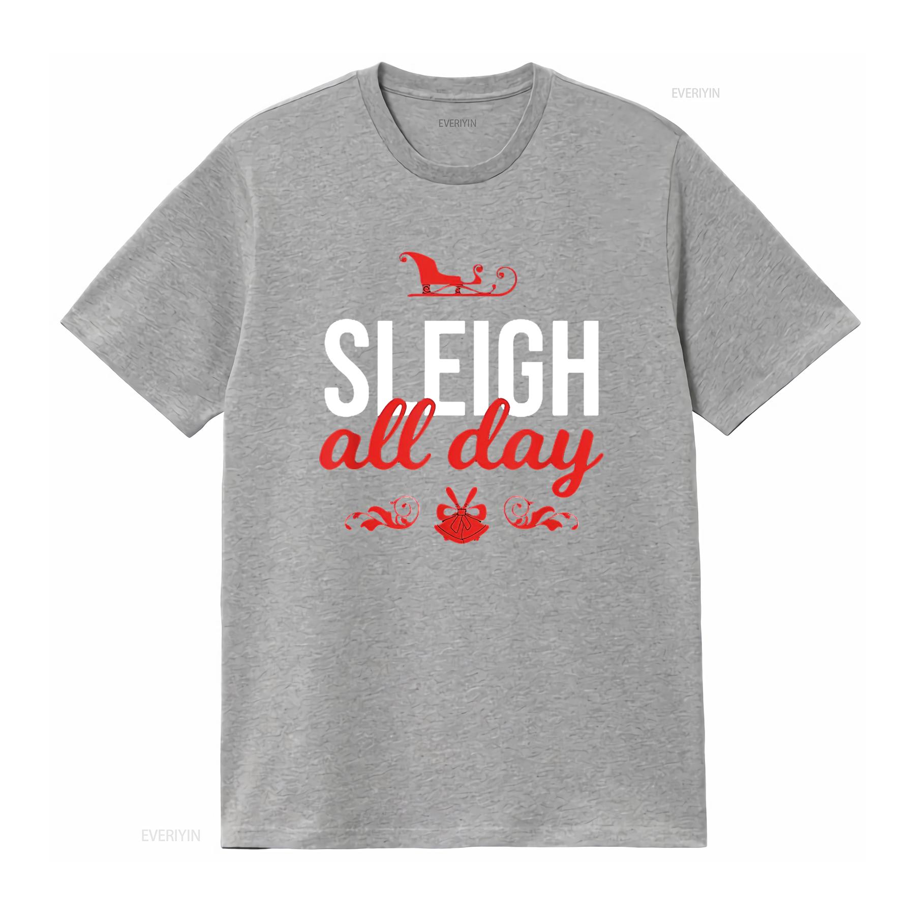 Xmas Women Girls Santa Slay Sleigh All Day Christmas Puns T Shirt Black vintage Washed Casual Versatile Comfortable graphic S