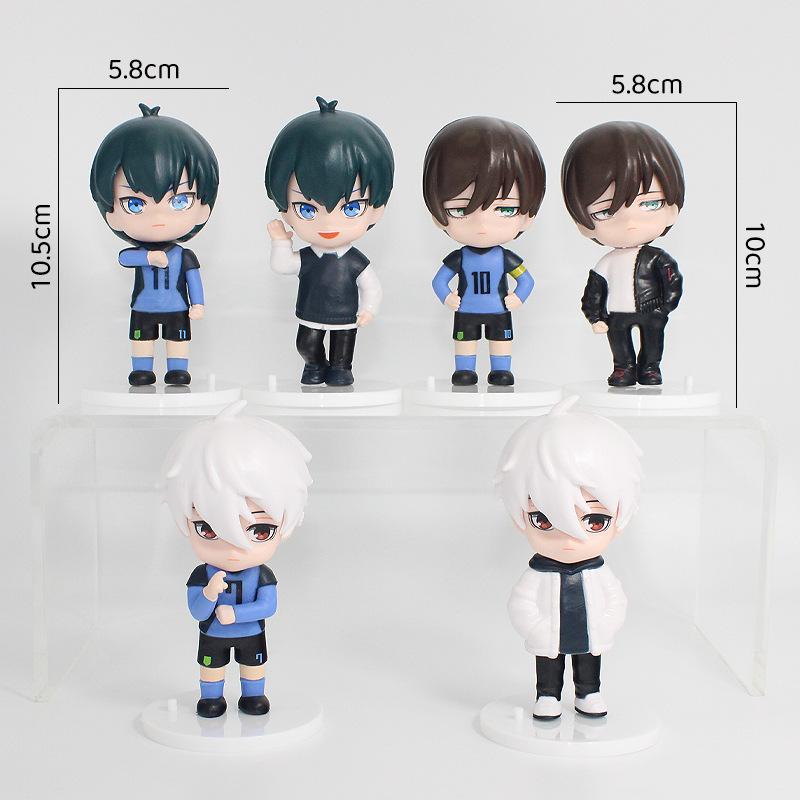 6pcs/set BLUE LOCK Isagi Yoichi Anime Figure Toys Collection Animation Model Cute Version Doll Desktop Ornaments