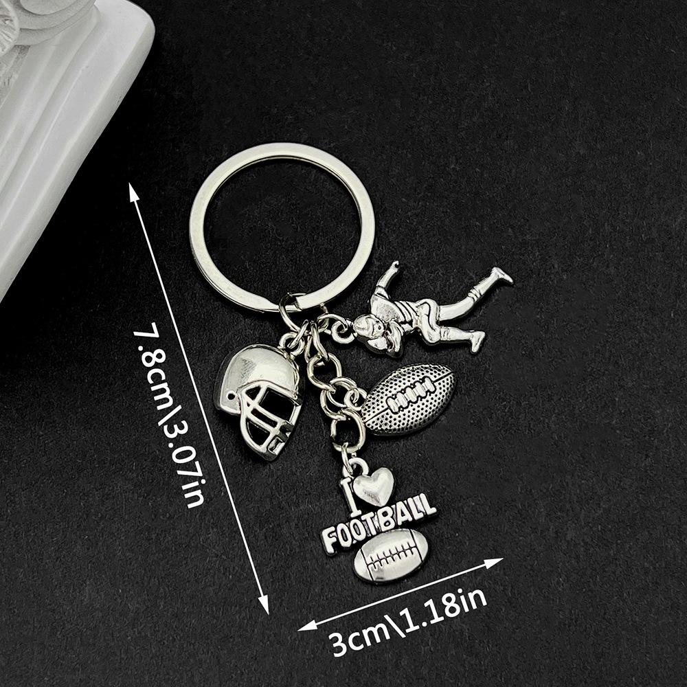 

Antique Silver Sports Ball Rugby Pendant Keychain