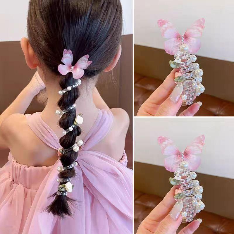 Super Fairy Rose Butterfly Telephone Line Hair Band Female Hair Tie Forest Ponytail Bubble Braid Hair Band Headdress Headband
