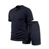 Summer Retro Men's Loose Knit Henley Shirt & Shorts Set
