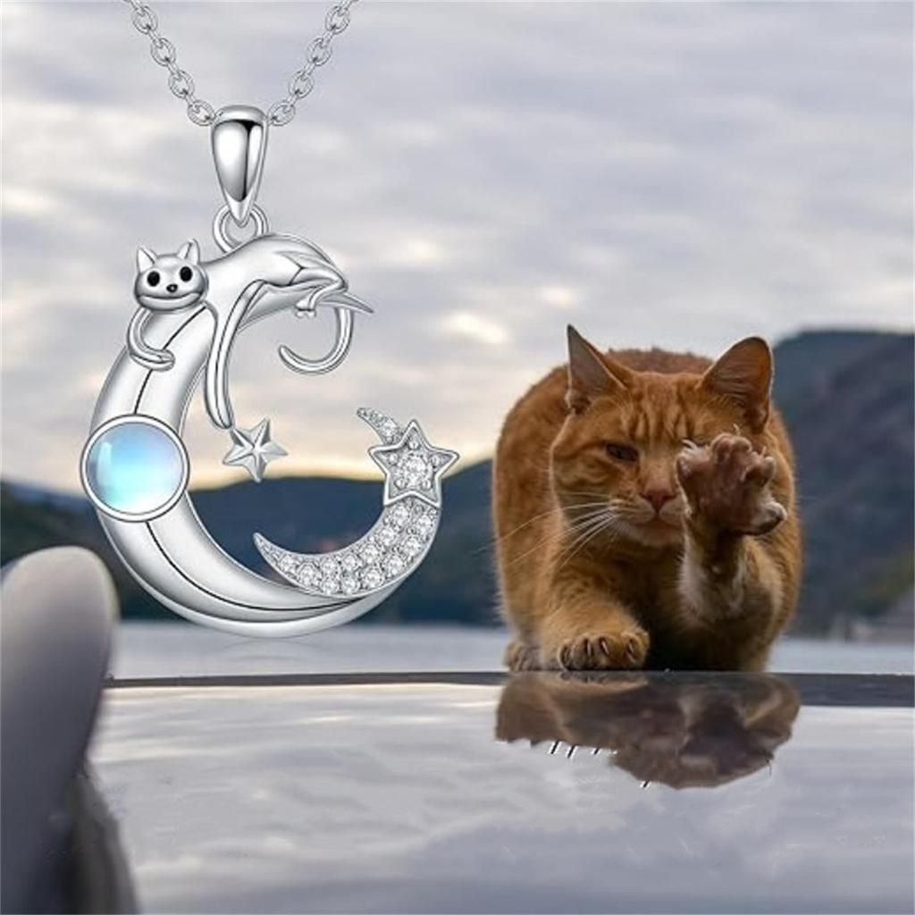Uroczy Czarny Mały Kot Motyl Księżyc Wisiorek Naszyjnik Dla Kobiet Gotycki Modny Zwierzęcy Kociak Łańcuszek na obojczyk Choker Biżuteria