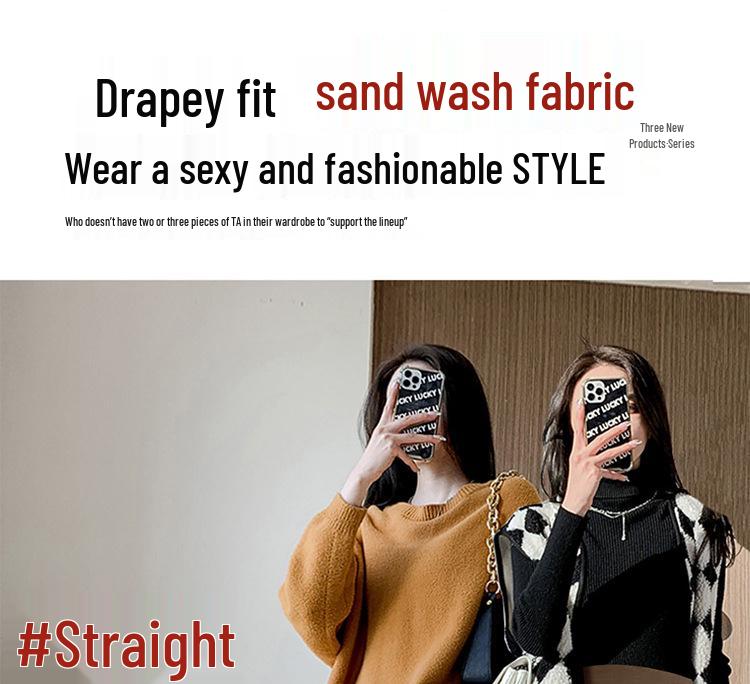 Maternity High-Waisted Pinstripe Wide-Leg Pants - Spring/Autumn Drapey Abdominal Support Trousers