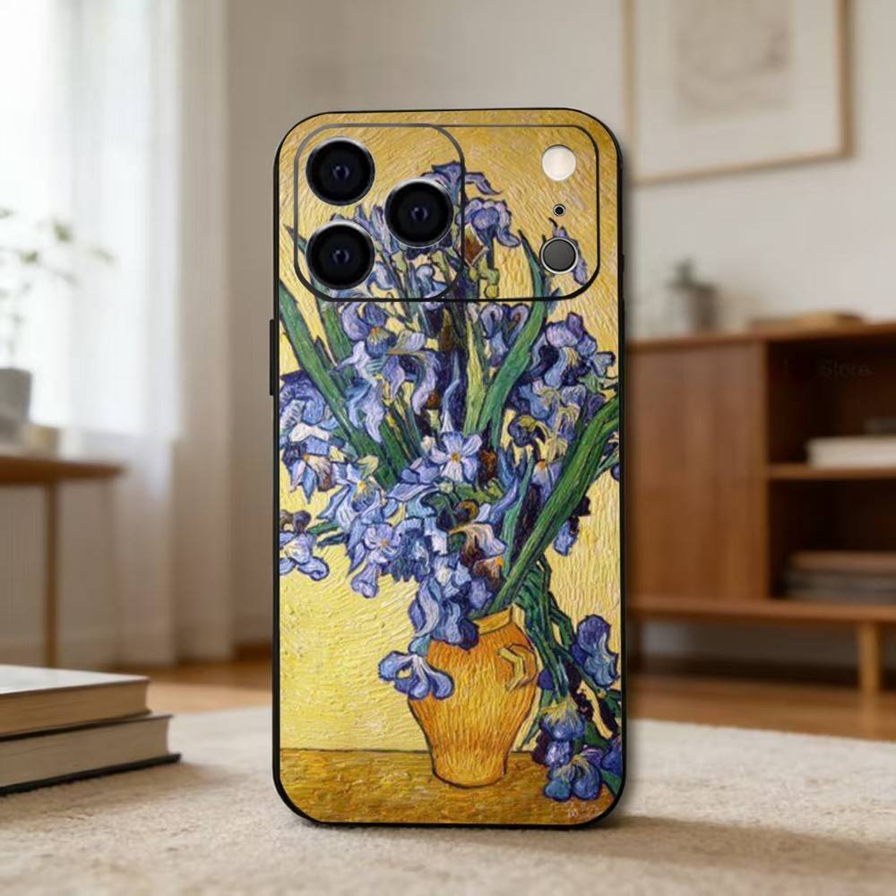 R-Retro V-Van G-Gogh O-Oil P-Painting Phone Case For iPhone 17,16,15,14,13,12,11 Plus,Pro Max,XS,Soft Silicone Black Cover