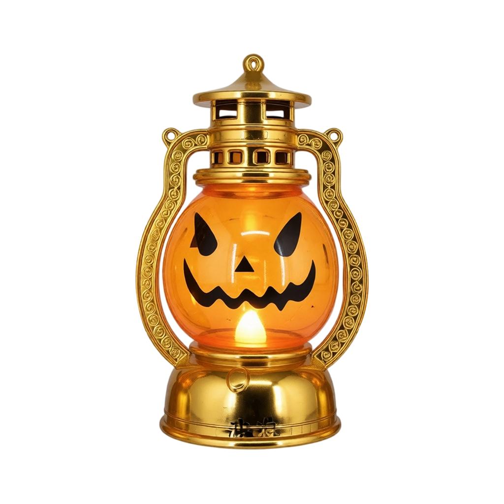 Halloween Pumpkin Lantern Decorative Tabletop Night Light Portable Handheld LED Candle Lamp for Indoor Outdoor Seasonal Atmosphere