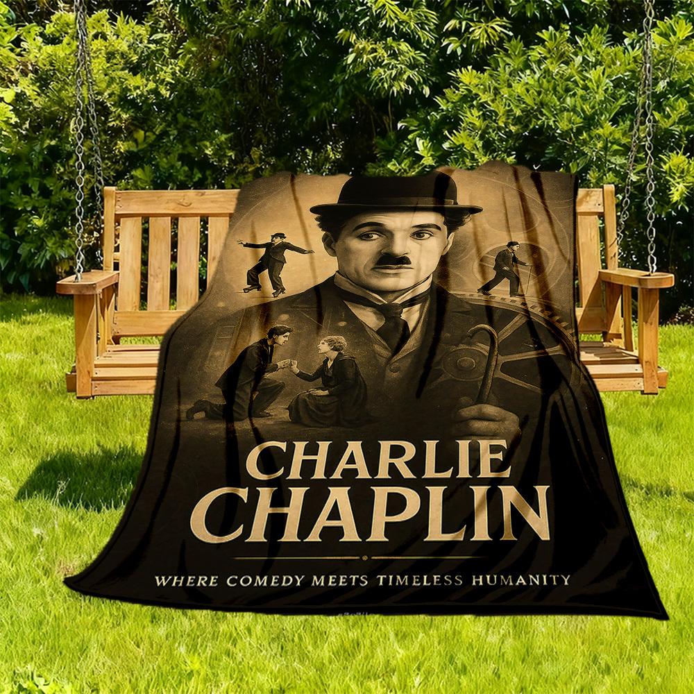 

1pc Charlie Chaplin Outdoor Blanket Lightweight Flannel, Soft & Warm, All-Season Use for Sofa, Outdoor, Camping, Living Room, Office106 130cmx150cm