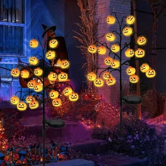Garden light solar outdoor waterproof Halloween decoration pumpkin illumination 2-piece set automatic on off energy-saving lighting stylish decorative