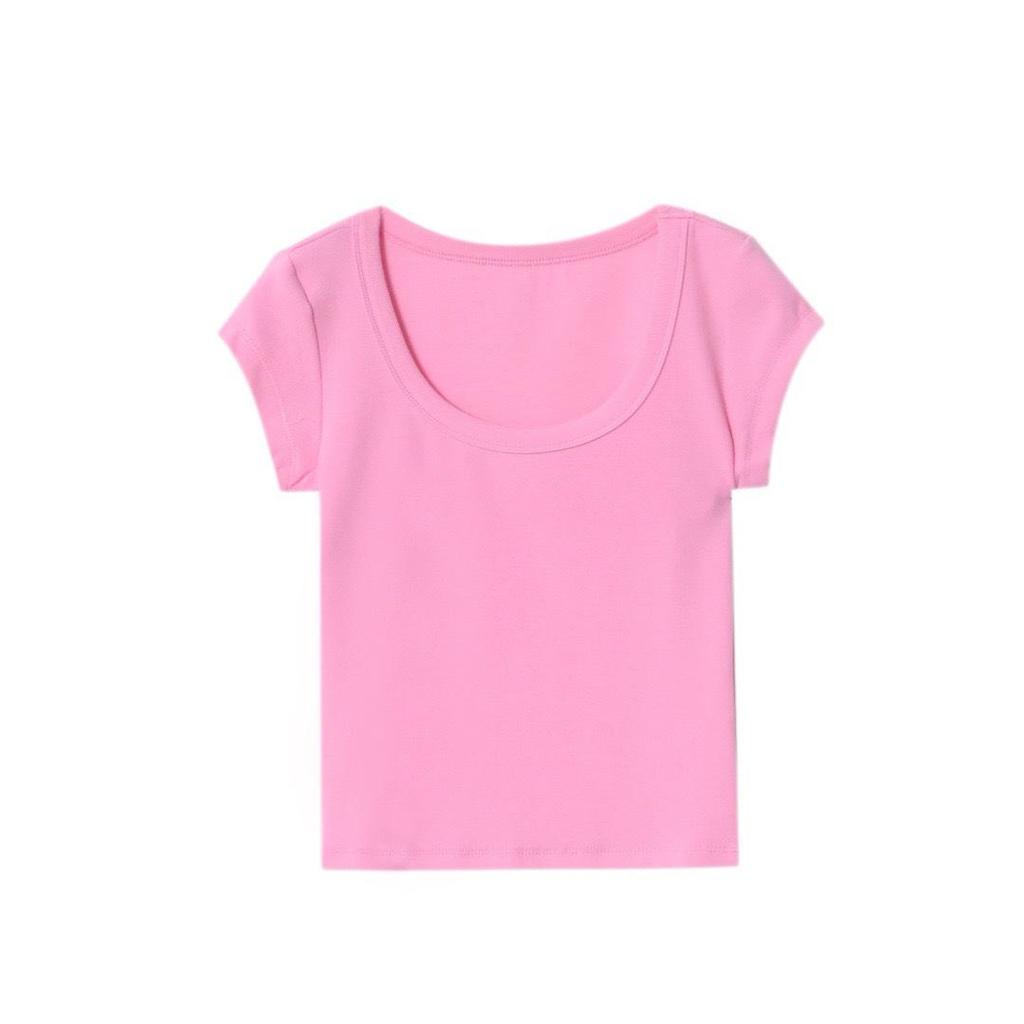 Women's Summer Sweet & Spicy Slim Fit Round Neck Ribbed Cotton T-Shirt, Short Sleeves