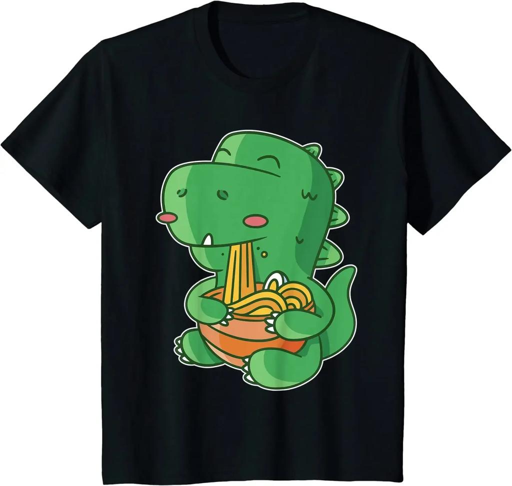 Ramen T-Shirt Trex Tshirt Kawaii Anime Tee Japanese Dinosaur T-Shirt Men Clothing Anime Clothes Cotton Four Seasons Daily