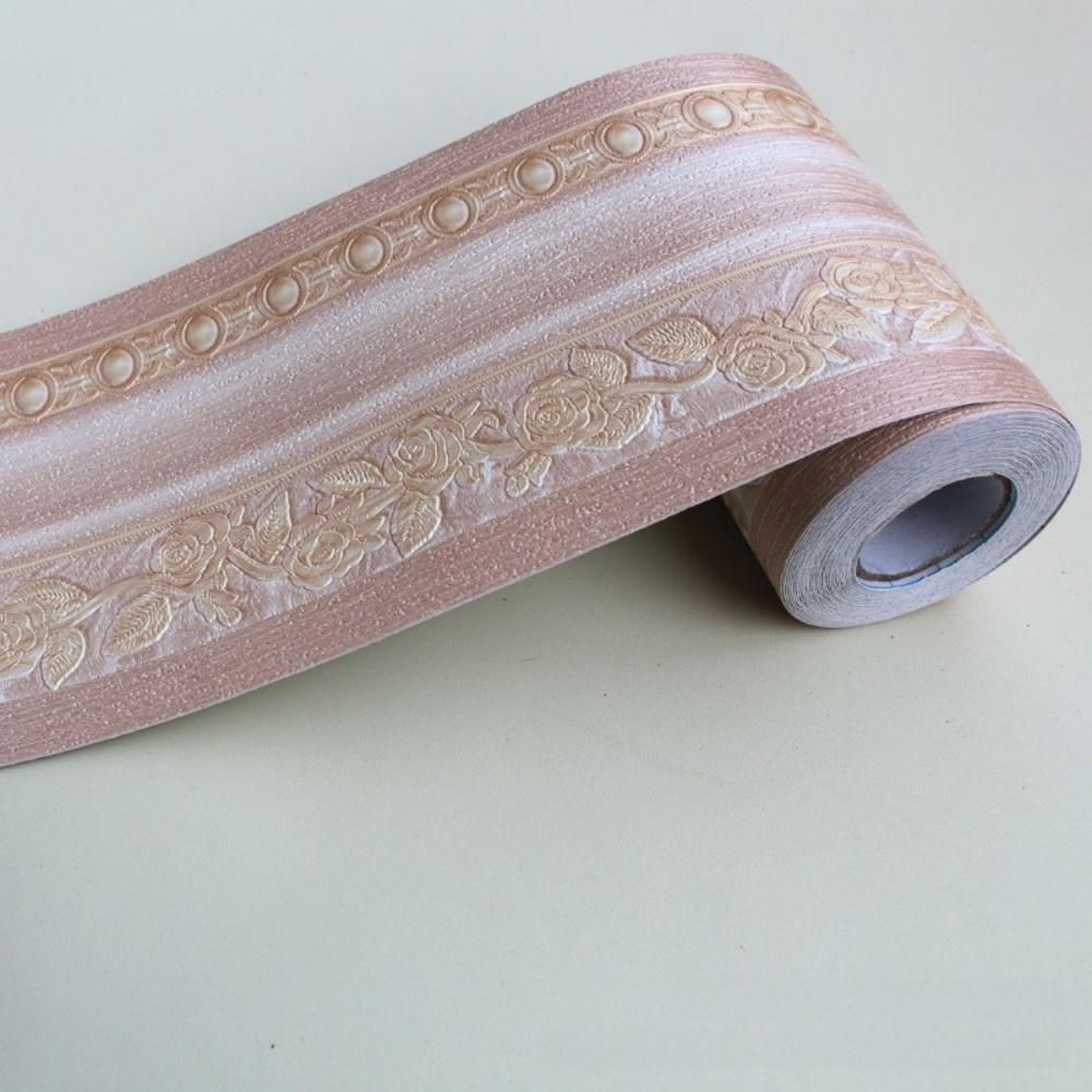 1PC 5M/196.85in PVC Self-Adhesive Baseboard Wall Sticker Floral Skirting Waistline Stickers Waterproof 3D Wall Border Decor