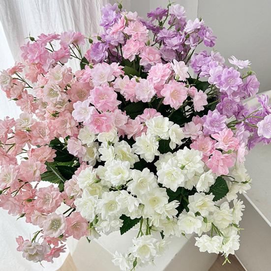 Artificial Crabapple Flower 18 Inch Fake Flowers with Stem And Leaves Realistic Faux Floral Arrangement for Kitchen Dining Table Centrepiece Wedding