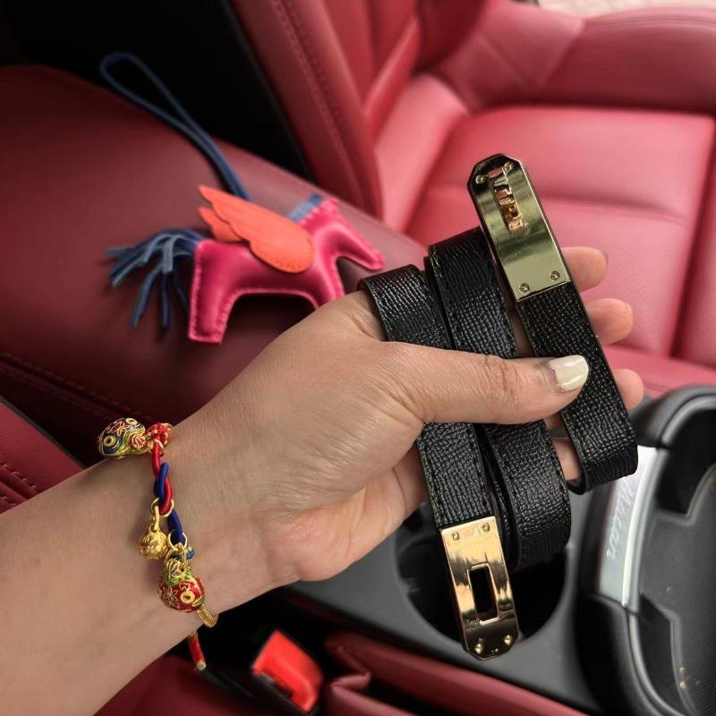 Dámská kožená přezka nastavitelný tenký pásek s šaty v pase Dvouvrstvý oblek z hovězí kůže bunda se zapínáním na pásek