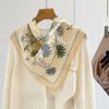 Mori plants, flowers and birds, silk, double crepe square scarf, milk apricot mulberry silk, medium square scarf, gentle wind and versatile decorative