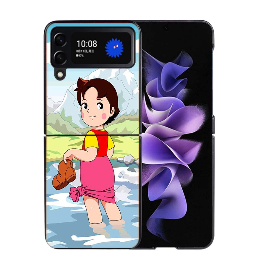 Heidi Cartoon Phone Case For Samsung Z Flip 7 6 5G Galaxy Z Flip4 Z Flip5 Z Flip3 Coque Black Hard PC Shell Protective Cover