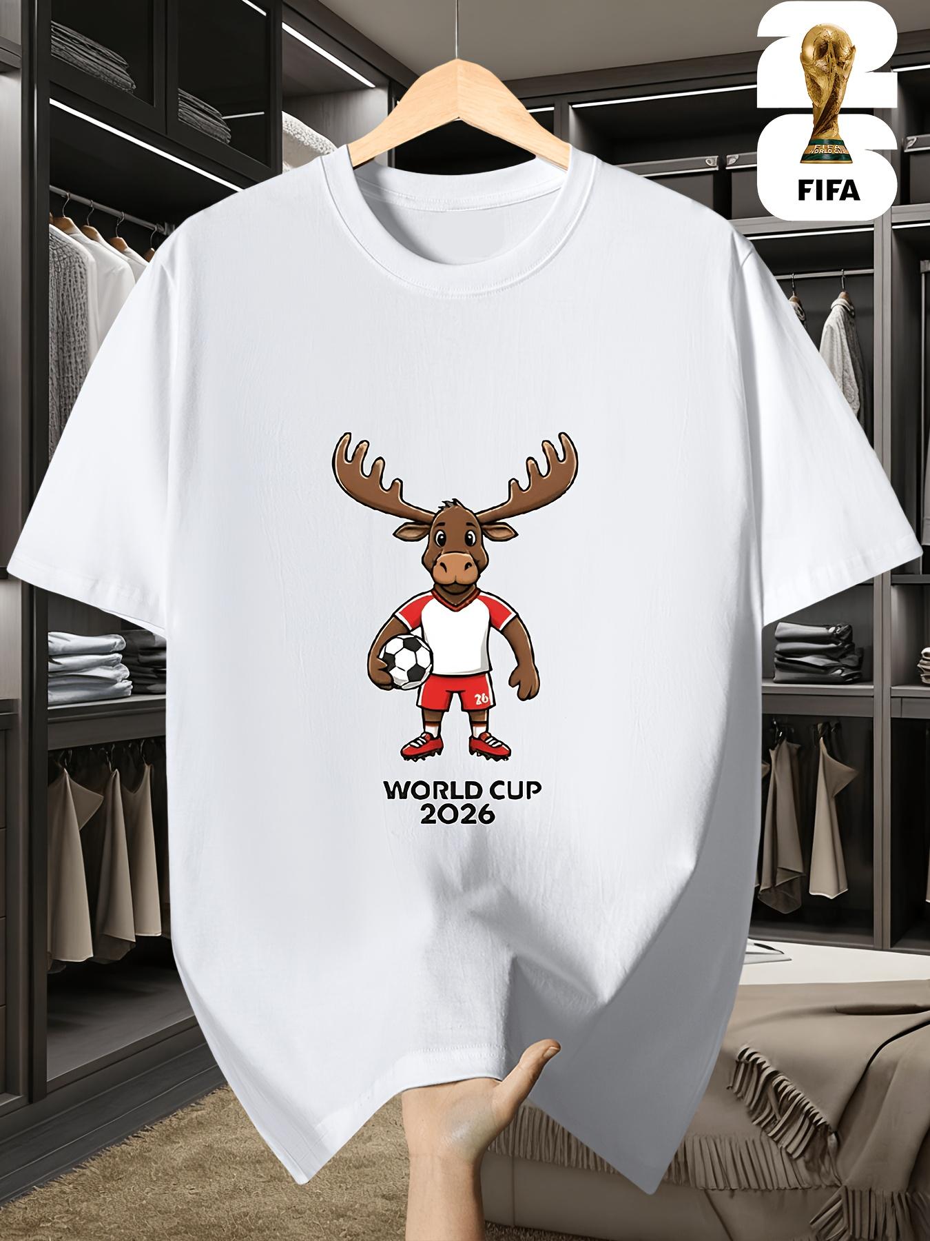 2026 USA-Canada-Mexico World Cup, FIFA Football Printed Crew Neck T-shirt, Street Fashion S белый