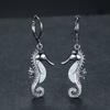 Ocean Wind Series Blue and White Australian Treasure Micro Inlaid White Diamond Seahorse Versatile Earrings