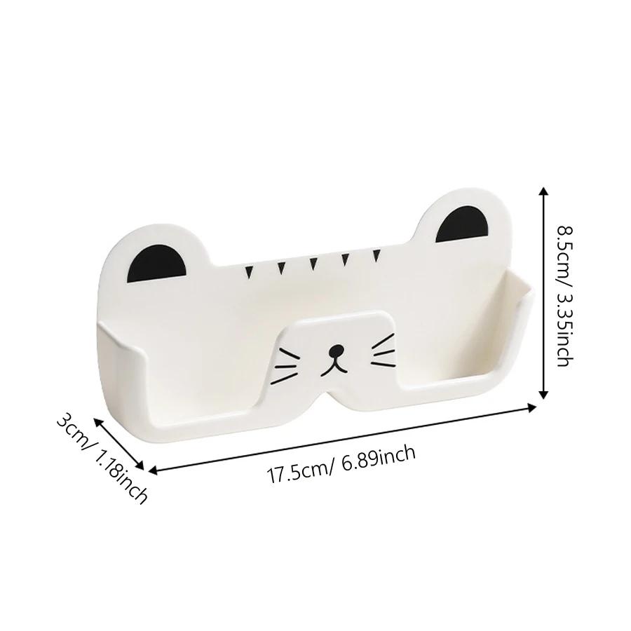 1PC Cute Cat Sunglasses Case Portable Wall Mounted Non-Drill Storage Rack for Home Use - Eyewear Organizer Display