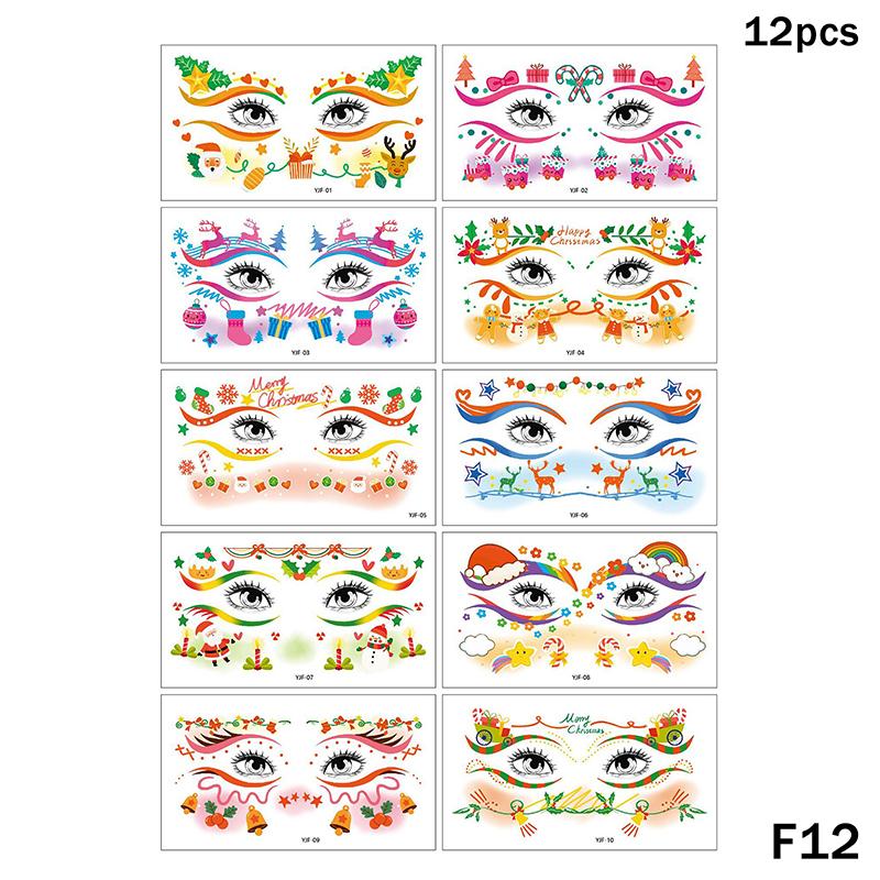 Cute Christmas Snowman Face Stickers Corner Of Eyes Temporary Body Art Tattoos Self Adhesive Sweet Colorful Party Accessories