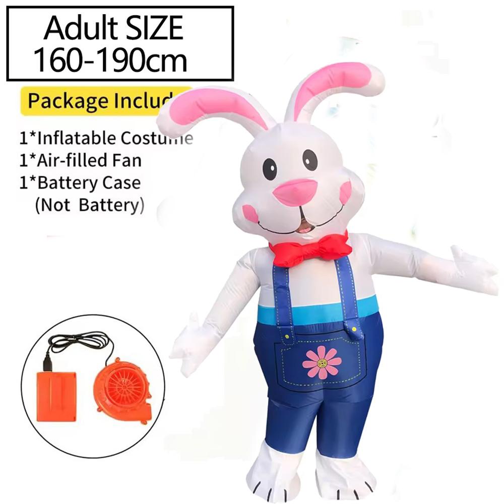 Easter Bunny Costume Rabbit Inflatable Outfit Easter Blow Up Suit Adults Girl for Christmas Cosplay Halloween Carnival Gift