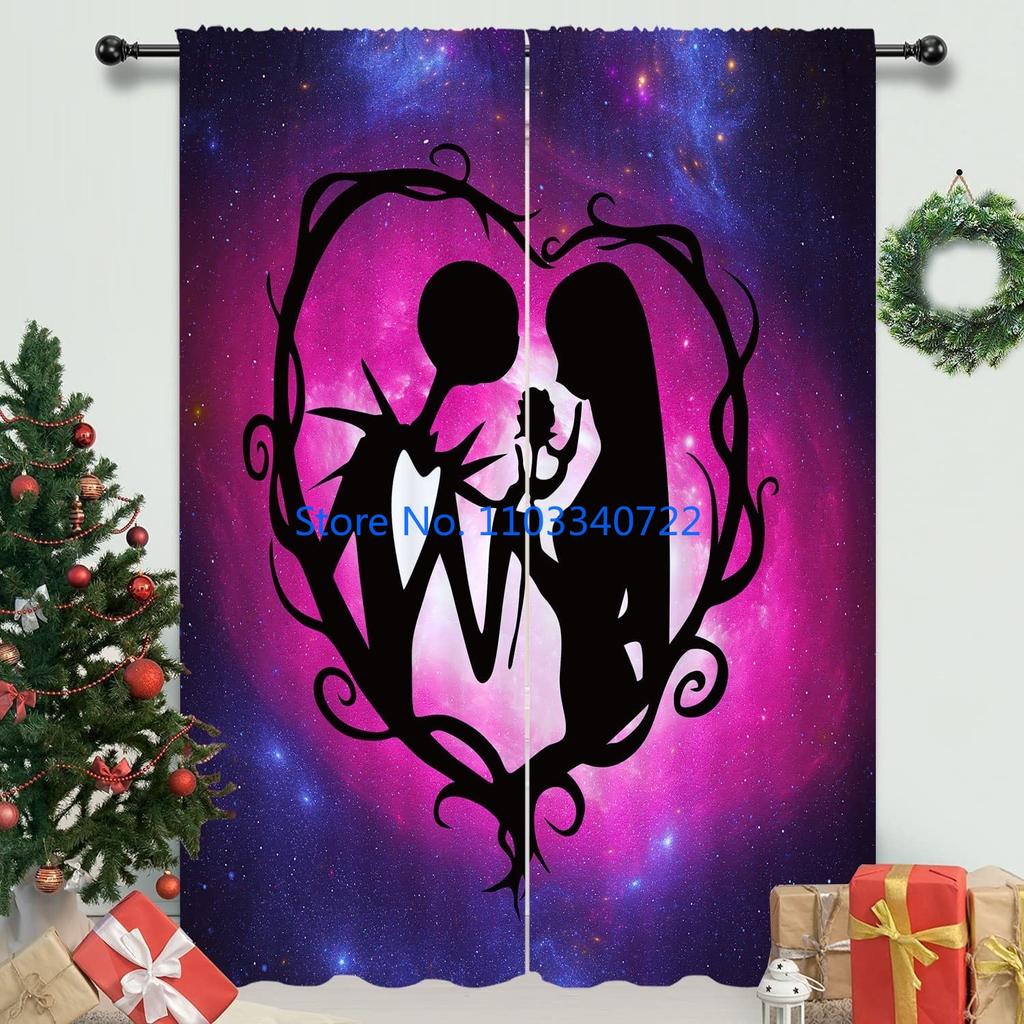 Anime Nightmare Before Halloween Christmas Jack Skeleton Window Curtain 184X215Cm 3D Print Blackout Curtains Bedroom Kids Gift
